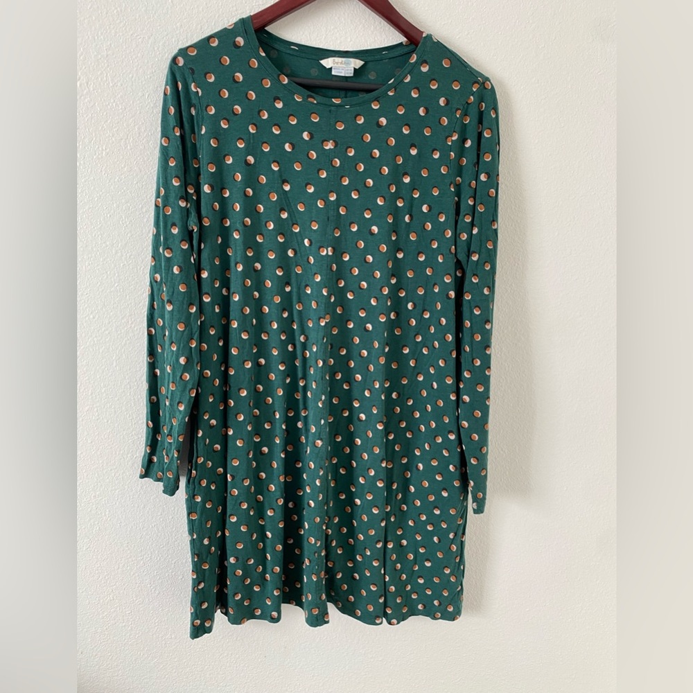 Boden Green Polka Dot Long Sleeve Dress